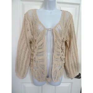 AZ Crocheted Shrug L/XL Ecru Open Knit Cardigan Hippie Boho Festival Fairy NWT
